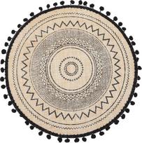 Wärmeisoliertes Tischset aus Jute 40cm mit Pompon Borte Hitzebeständige Tassenmatte für Haushalt Esszimmer und Restaurant