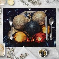Weihnachten Platzset Kinder, Tischsets 4er Set Vergoldete Glocken Platzdeckchen für den Feiertagstisch 32X42cm
