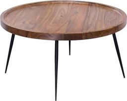 Wohnling WL5.678 Kavos staliukas 75 x 39 x 75 cm Šešamo medžio masyvo/metalo sofos staliukas Svetainės staliukas Apvalus svetainės staliukas Retro rudos spalvos Dizainerių medinis staliukas Kavos staliukas iš masyvo