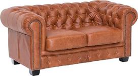 Woodkings® Chesterfield Sofa 2 vietų tikros odos sofa Biuro sofa Minkšti baldai 2 Antikvariniai unikalūs vyrų kambario angliškos odos sofos stiliaus sofa Klubo sofa (Cracker Brown)