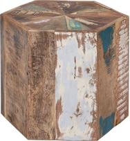 Woodkings® Wakefield kavos staliukas, 50 x 50 cm, didelis, aukštis 45 cm, šešiakampis, perdirbtas medžio masyvas, kaimiškas dizainas, spalvotas medis, svetainės stalas, išskirtinis, sofos staliukas, namų baldai, medinis