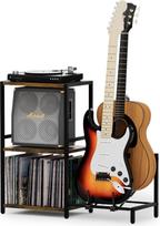 YAKANJ šoninis staliukas su gitaros stovu, grotuvo stovas, įrašų saugykla, akustinės gitaros stovas, elektrinės gitaros stovas, bosinės gitaros stovas, galinis staliukas muzikos kambariui, studijai