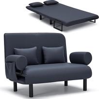 YINIX "4 viename" miegamojo kėdė su lovos funkcija, sulankstoma sofa-lova su minkštais paminkštintais porankiais ir šonine kišene, reguliuojama 6 lygiais, svečių lova biurui ir svetainei, tamsiai pilka (102 cm, dvivietė) | Mit Bettfunktion, Klappbar, Seit