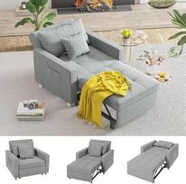 YODOLLA "3-in-1" sofos-lovos kėdė, viengulė miegamojo kėdė-lova su reguliuojamu atlošu, paverčiama sofa, poilsio kėdė, viengulė lova, transformuojama kėdė-lova suaugusiesiems, pilka