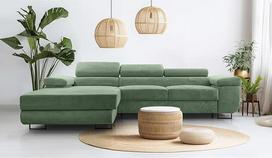 Žalias šalavijo spalvos L formos sofa - "Arborio L Living Landscape" 280 cm
