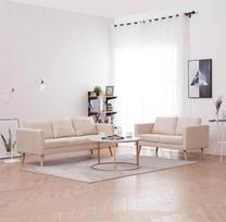 ZEYUAN 2 dalių sofos komplektas, sofa lova, sofa, sofa, miegamasis, sofa, paauglio kambarys, sofos komplektas, audinys kreminė balta