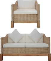 ZEYUAN 2 dalių sofos komplektas su pagalvėlėmis, sofa lova, sofa, miegamasis, sofa, paauglių kambarys, sofos komplektas, natūralus rotango audinys