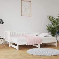 ZEYUAN Išskleidžiama dienos lova, sofa lova, miegamoji sofa, sofa lova, sofa lova, sofa lova, sofa lova, dienos lova, jaunimo lova, sofa lova, balta, 2 x (90 x 190) cm, pušies masyvas