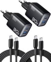 INIU USB-C įkroviklis 30 W, 2 vnt., GaN PD, USB-C + USB-A, greitas įkrovimas, juodas (A12-E1)