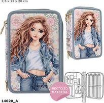 Topmodel - TOPModel Triple Pencil Case - FESTIVAL FUN - Cream, Light Blue