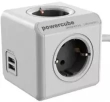 Galia - Allocacoc PowerCube Extended USB 4 Outlets 2 USB 3m Pilka