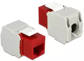DeLOCK UTP Cat6 Keystone modulis, RJ45 ho - LSA Cat6, "be įrankių", raudona / pilka / 86344