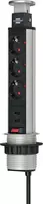 Brennenstuhl Tower Power USB stalinis ilgiklis, 3x CEE 7/4, 2xUSB, sidabrinis / juodas 1396200013 / GT-652