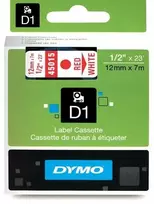 Juostelė DYMO D1 12mm x 7m, vinilinė, raudona ant balto / S0720550 45015