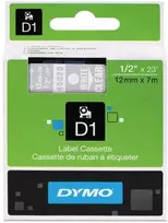 DYMO S0720600 D1 Juostelė 12mm x 7m (skaidri / baltas šifras)
