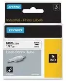 RhinoPRO kabelių žymėjimo vamzdelis 6 mm, juodas tekstas ant balto vamzdelio, 1,5 m DYMO / 18051