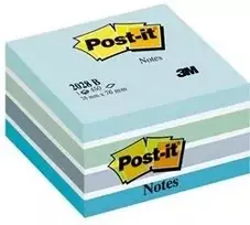 3M Lipnūs lapeliai Post-it Akvarelė kubas, 450 lapelių, 76 x 76 mm, mėlynos ir baltos spalvos derinys