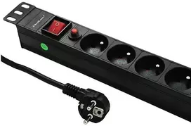 QOLTEC 53995 Apsauga nuo viršįtampių RACK 19 16A 1U PDU 6xSCHUKO 2m