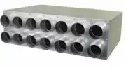Oro paskirstymo kolektorinės dėžė izoliuota RPI-200-14x75. Pajungimas iš galo 200mm į 14x75mm Cinkuota skarda. Išmatavimai: 715x500x220mm