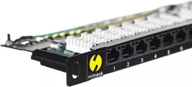 NETRACK 104-10 patch panel 19inch 24-jungtys kat. 5e UTP 0 5U su lentyna
