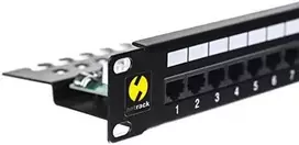 NETRACK 104-08 patch panel 19inch 24-jungtys kat. 6 UTP su lentyna