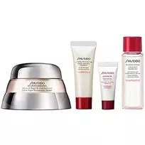 „Bio-Performance“ rinkinys „Shiseido“: „Bio-Performance Advanced Super Revitalizing Hyaluronic Acid Anti-Ageing Day & Night“ kremas veidui, 50 ml + „Ultimune Antioxidants Hydrating & Repair“ dieninis ir naktinis serumas veidui ir kaklui, 5 ml + „Benefiance Cleansing Cleansing“ valiklis