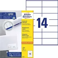 Avery Zweckform Universalios etiketės, baltos 105x41mm 100 lakštų (3477)