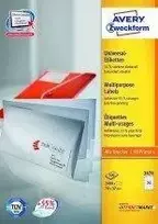 Lipnios etiketės Avery Zweckform, A4, 70x37mm, 24 etiketės lape, be rėmelio, 100 lapų, baltos spalvos