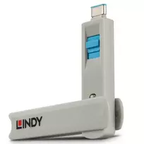 USB Priedas - LINDY USB C Prievado Blokatorių Rinkinys, 4 vnt. + raktas, ABS, Mėlynas