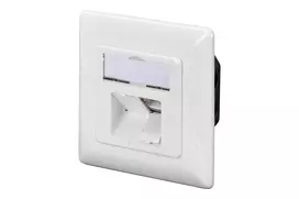 DIGITUS CAT 5e modulinis sieninis lizdas, ekranuotas, 2x RJ45, 8P8C, LSA, grynos baltos spalvos, įleidžiamas, DN-9001/B5-N