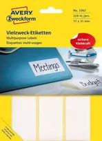 Avery Mini lapinės etiketės rašymui ranka, 77 x 31 mm, balta, 228 vnt