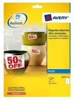 Avery Heavy Duty vandeniui atsparios etiketės, 210 x 297 mm, balta, spausdintuvui, 10 vnt