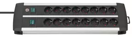 Brennenstuhl Premium ALU-Line 16 kartų juodos spalvos, su 2 jungikliais, 3 m