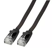 Efb Elektronik EFB plokščias jungiamasis kabelis RJ45 U / UTP, kat.6A, PVC, 1m, juodas (K8107SW.1)