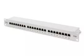 Assmann Electronic DIGITUS Patch Panel 19inch 24Port Cat5e STP ekranuotas pilkas RAL7035 laidų montavimas apie LSA