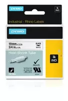 DYMO Rhino Professional, pastebimai susitraukiantis vamzdelis, 19x1,5 mm, juodas tekstas ant baltos žarnos, 1,5 m 18057