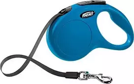 Flexi New Classic S pavadėlis šunims iki 15kg juostinis 5m mėlynos spalvos