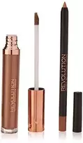 Rinkinys „Makeup Revolution“: „Retro Luxe Metallic“ skysti lūpų dažai „Sovereign“ 5,5 ml + „Retro Luxe“ lūpų pieštukas „Sovereign“, 1 g