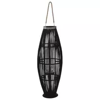 Pakabinamas žibintas žvakei, juodas, 95cm, bambukas