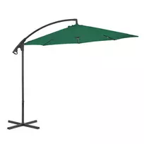 Gembinis sodo skėtis su plieniniu stulpu, žalias, 300cm