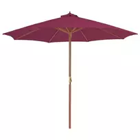 Lauko skėtis nuo saulės su mediniu stulpu, raudonas, 300cm