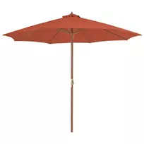 Lauko skėtis nuo saulės su mediniu stulpu, terakota, 300cm