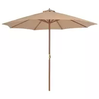 Lauko skėtis nuo saulės su mediniu stulpu, taupe spalvos, 300cm