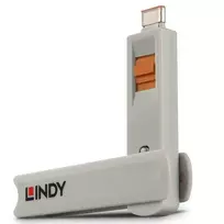USB Priedas - LINDY USB C Prievado Blokatorių Rinkinys, 4 vnt + raktas, ABS, Oranžinis