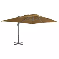 Gembinis sodo skėtis su aliuminio stulpu, taupe, 400x300cm