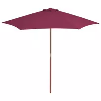 Lauko skėtis nuo saulės su mediniu stulpu, raudonas, 270cm