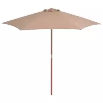 Lauko skėtis nuo saulės su mediniu stulpu, taupe, 270cm