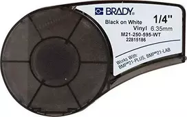 Brady 139744, Juoda, Balta, Lipni spausdintuvo etiketė, Akrilas, Vinilas, Terminis perkėlimas, Nuolatinis, Matinis
