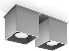 Lubinis šviestuvas Sollux Plafonas QUAD 2 pilkas