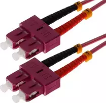 Helos šviesolaidinis kabelis SC/SC Duplex 50/125µm OM4 viržių violetinis 0,5 m